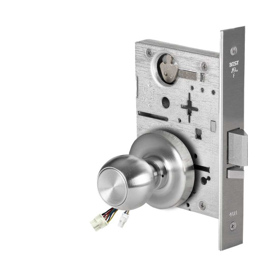 BEST 45HW0NXEL4R62612V Fail Safe 12V No Key Override Electrified Mortise Lock 4 Knob R Rose Satin Chrome 45HW0NXEL4R62612V