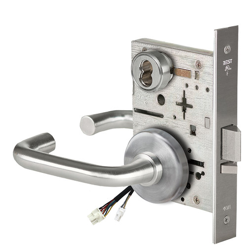 BEST 45HW7WEL3H630 Fail Safe 24V Double Cylinder Electrified Mortise Lock 3 Lever H Rose Satin Stainless Steel