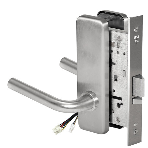 BEST 45HW0NXEU12J626 Fail Secure 24V No Key Override Electrified Mortise Lock 12 Lever J Escutcheon Satin Chrome