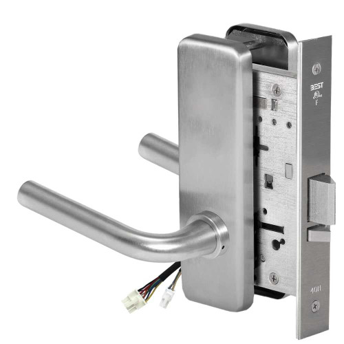 BEST 45HW0NXEL12J626 Fail Safe 24V No Key Override Electrified Mortise Lock 12 Lever J Escutcheon Satin Chrome 45HW0NXEL12J626