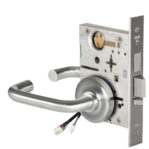 BEST 45HW0LEL3R62612V Fail Safe 12V With Deadbolt No Key Override Electrified Mortise Lock 3 Lever R Rose Satin Chrome 45HW0LEL3R62612V