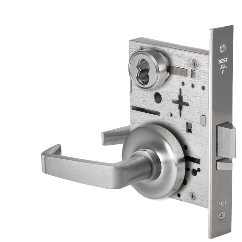 BEST 45HW7WEL15R626RQE12V Fail Safe 12V Double Cylinder Electrified Mortise Lock 15 Lever R Rose Request to Exit Satin Chrome