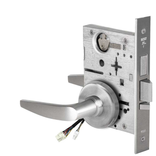 BEST 45HW0LEL16H62612V Fail Safe 12V With Deadbolt No Key Override Electrified Mortise Lock 16 Lever H Rose Satin Chrome 45HW0LEL16H62612V