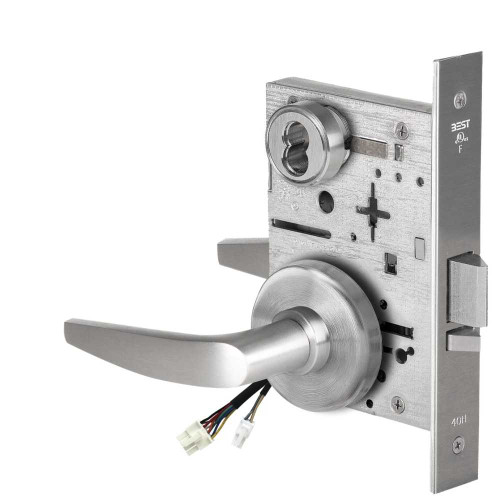 BEST 45HW7WEL16H62612V Fail Safe 12V Double Cylinder Electrified Mortise Lock 16 Lever H Rose Satin Chrome 45HW7WEL16H62612V