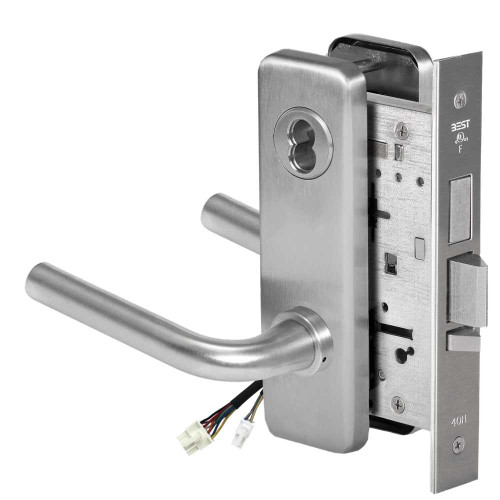 BEST 45HW7TDEL12J62612V Fail Safe 12V With Deadbolt Electrified Mortise Lock 12 Lever J Escutcheon Satin Chrome 45HW7TDEL12J62612V