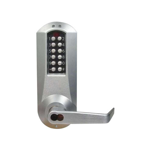 Kaba E-Plex E5031MWL-626-41 E-Plex 5000 Cylindrical Lock Winston Lever 100 Access Codes 3000 Audit Events Medeco/Yale/ASSA/Abloy LFIC Prep Less Core 2-3/4 Backset 1/2 Throw Satin Chrome E5031MWL-626-41