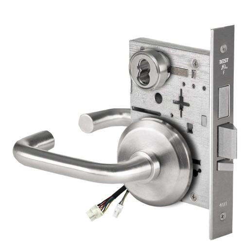 BEST 45HW7TDEU3S626 Fail Secure 24V With Deadbolt Electrified Mortise Lock 3 Lever S Rose Satin Chrome 45HW7TDEU3S626
