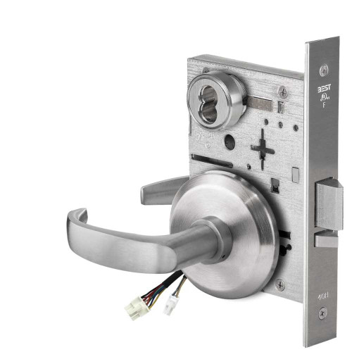BEST 45HW7DEU14S626RQE Fail Secure 24V Electrified Mortise Lock 14 Lever S Rose Request to Exit Satin Chrome 45HW7DEU14S626RQE