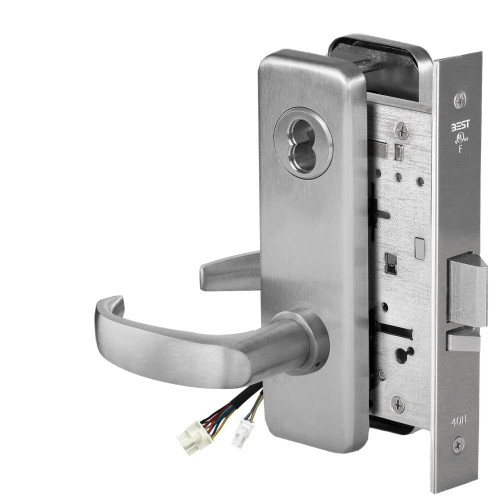 BEST 45HW7WEU14J626RQE Fail Secure 24V Double Cylinder Electrified Mortise Lock 14 Lever J Escutcheon Request to Exit Satin Chrome 45HW7WEU14J626RQE