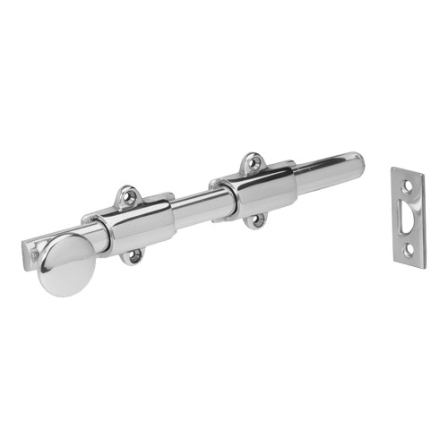 IVES 253B26D 12IN US MS Brass Decorative Heavy Duty Surface Bolt 12 Includes Universal and Mortise Strike Satin Chrome