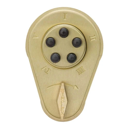 Kaba Simplex 9020000-04-41 Combination Deadbolt 1-3/8 to 1-1/2 Thick Doors Satin Brass 9020000-04-41