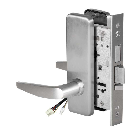 BEST 45HW0LEL16J630 Fail Safe 24V With Deadbolt No Key Override Electrified Mortise Lock 16 Lever J Escutcheon Satin Stainless Steel 45HW0LEL16J630