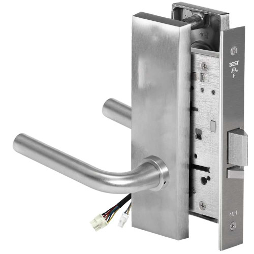 BEST 45HW0NXEU12M62612V Fail Secure 12V No Key Override Electrified Mortise Lock 12 Lever M Escutcheon Satin Chrome 45HW0NXEU12M62612V