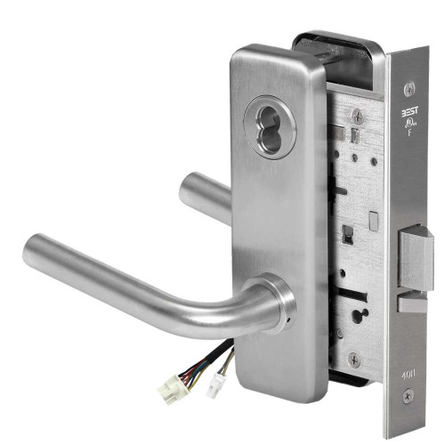 BEST 45HW7WEL12J63012V Fail Safe 12V Double Cylinder Electrified Mortise Lock 12 Lever J Escutcheon Satin Stainless Steel 45HW7WEL12J63012V
