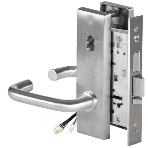 BEST 45HW7TDEL3N626 Fail Safe 24V With Deadbolt Electrified Mortise Lock 3 Lever N Escutcheon Satin Chrome 45HW7TDEL3N626