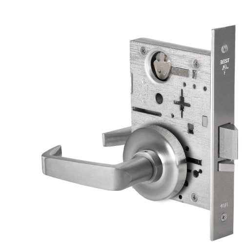 BEST 45HW0NXEL15R626 Fail Safe 24V No Key Override Electrified Mortise Lock 15 Lever R Rose Satin Chrome 45HW0NXEL15R626