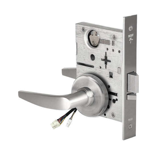 BEST 45HW0NXEU16H630RQE12V Fail Secure 12V No Key Override Electrified Mortise Lock 16 Lever H Rose Request to Exit Satin Stainless Steel