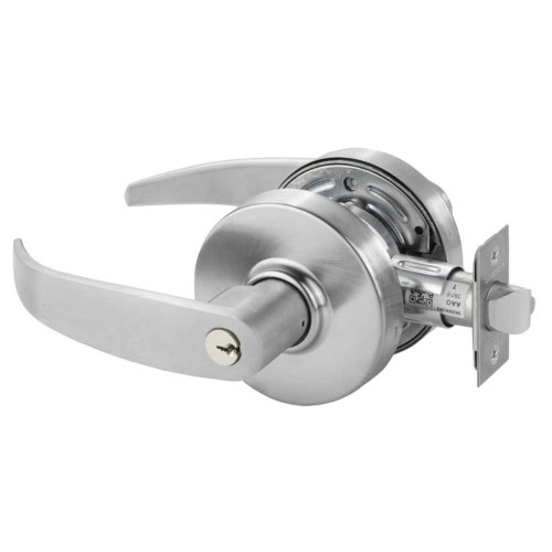 Sargent 28-7G05 LP 26D Grade 2 Entrance/Office Cylindrical Lock P Lever Conventional Cylinder Satin Chrome Finish Non-handed 28-7G05 LP 26D