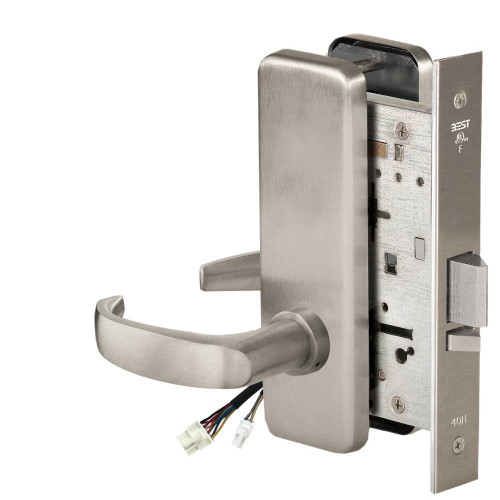 BEST 45HW0NXEU14J619 Fail Secure 24V No Key Override Electrified Mortise Lock 14 Lever J Escutcheon Satin Nickel 45HW0NXEU14J619