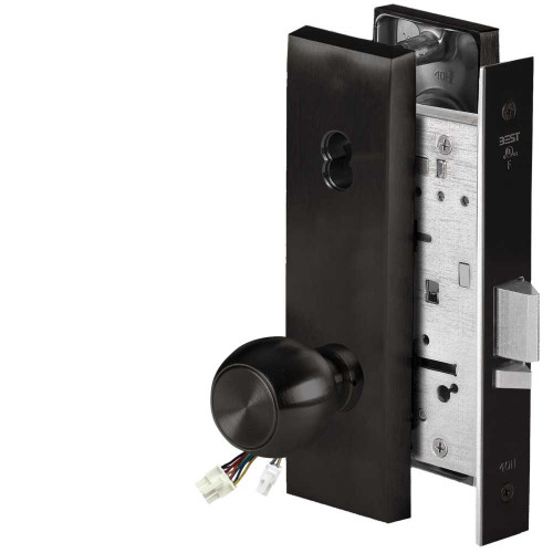 BEST 45HW7DEL4N622RQE Fail Safe 24V Electrified Mortise Lock 4 Knob N Escutcheon Request to Exit Flat Black 45HW7DEL4N622RQE