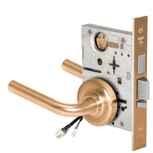 BEST 45HW0LEU12R612 Fail Secure 24V With Deadbolt No Key Override Electrified Mortise Lock 12 Lever R Rose Satin Bronze 45HW0LEU12R612