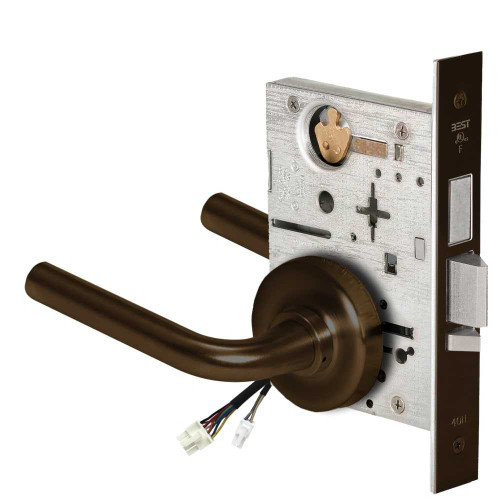 BEST 45HW0LEU12R613 Fail Secure 24V With Deadbolt No Key Override Electrified Mortise Lock 12 Lever R Rose Oil Rubbed Bronze 45HW0LEU12R613