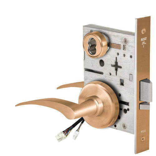 BEST 45HW7DEU17LH612 Fail Secure 24V Electrified Mortise Lock 17 Lever H Rose Left Hand Satin Bronze 45HW7DEU17LH612