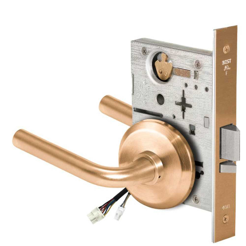 BEST 45HW0NXEU12S61212V Fail Secure 12V No Key Override Electrified Mortise Lock 12 Lever S Rose Satin Bronze 45HW0NXEU12S61212V