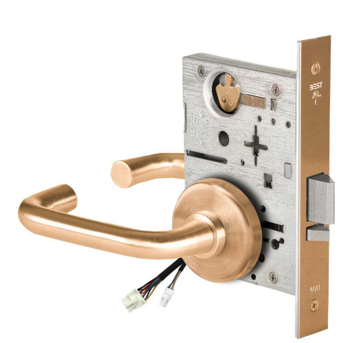 BEST 45HW0NXEL3H61212V Fail Safe 12V No Key Override Electrified Mortise Lock 3 Lever H Rose Satin Bronze 45HW0NXEL3H61212V