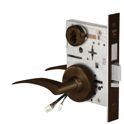 BEST 45HW7TDEL17RH613 Fail Safe 24V With Deadbolt Electrified Mortise Lock 17 Lever H Rose Right Hand Oil Rubbed Bronze 45HW7TDEL17RH613