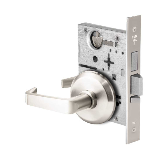 BEST 45HW0LEU15S625RQE Fail Secure 24V With Deadbolt No Key Override Electrified Mortise Lock 15 Lever S Rose Request to Exit Bright Chrome 45HW0LEU15S625RQE