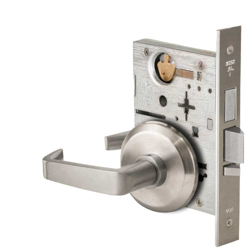 BEST 45HW0LEU15S61912V Fail Secure 12V With Deadbolt No Key Override Electrified Mortise Lock 15 Lever S Rose Satin Nickel 45HW0LEU15S61912V