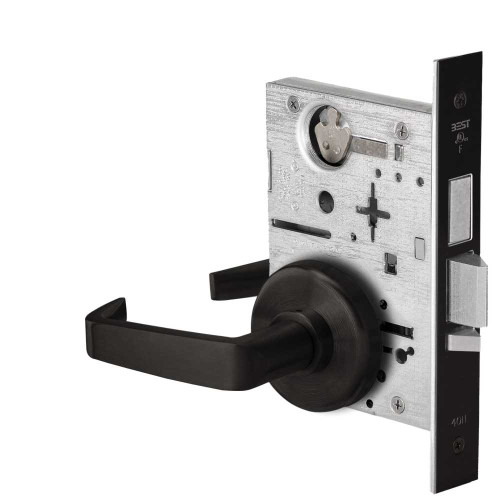 BEST 45HW0LEU15H622 Fail Secure 24V With Deadbolt No Key Override Electrified Mortise Lock 15 Lever H Rose Flat Black 45HW0LEU15H622