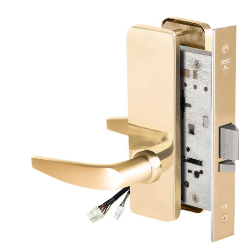 BEST 45HW0NXEU16J605 Fail Secure 24V No Key Override Electrified Mortise Lock 16 Lever J Escutcheon Bright Brass 45HW0NXEU16J605