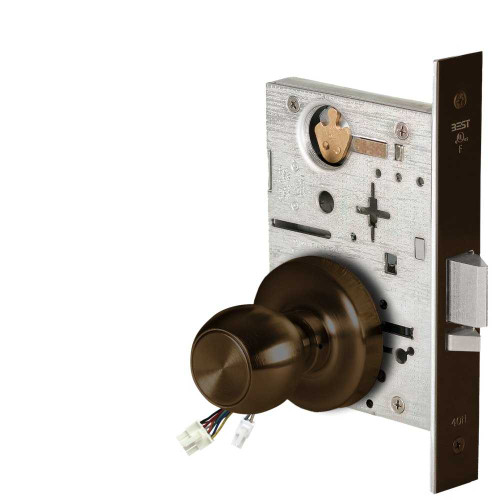 BEST 45HW0NXEL4R69012V Fail Safe 12V No Key Override Electrified Mortise Lock 4 Knob R Rose Dark Bronze 45HW0NXEL4R69012V