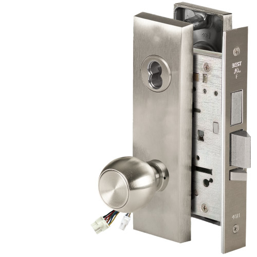 BEST 45HW7TDEL4M61912V Fail Safe 12V With Deadbolt Electrified Mortise Lock 4 Knob M Escutcheon Satin Nickel