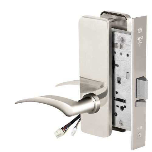 BEST 45HW0NXEU17LJ62912V Fail Secure 12V No Key Override Electrified Mortise Lock 17 Lever J Escutcheon Left Hand Bright Stainless Steel 45HW0NXEU17LJ62912V