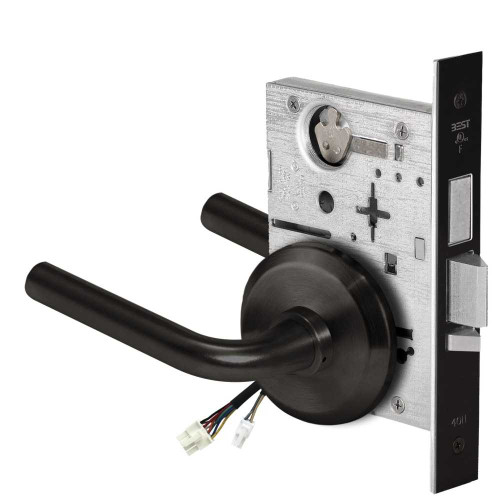 BEST 45HW0LEL12S62212V Fail Safe 12V With Deadbolt No Key Override Electrified Mortise Lock 12 Lever S Rose Flat Black 45HW0LEL12S62212V