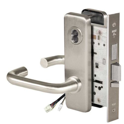 BEST 45HW7TDEL3J619 Fail Safe 24V With Deadbolt Electrified Mortise Lock 3 Lever J Escutcheon Satin Nickel 45HW7TDEL3J619