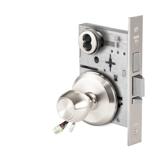 BEST 45HW7TWEU4S625RQE Fail Secure 24V Double Cylinder with Deadbolt Electrified Mortise Lock 4 Knob S Rose Request to Exit Bright Chrome 45HW7TWEU4S625RQE