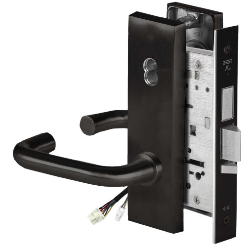 BEST 45HW7TDEL3N62212V Fail Safe 12V With Deadbolt Electrified Mortise Lock 3 Lever N Escutcheon Flat Black 45HW7TDEL3N62212V