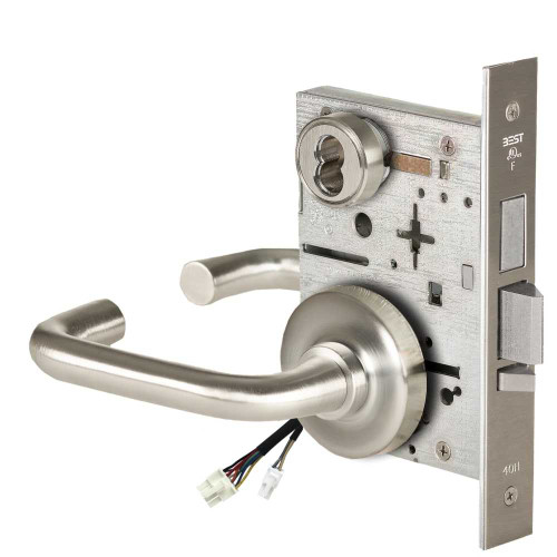 BEST 45HW7TDEL3R619 Fail Safe 24V With Deadbolt Electrified Mortise Lock 3 Lever R Rose Satin Nickel 45HW7TDEL3R619