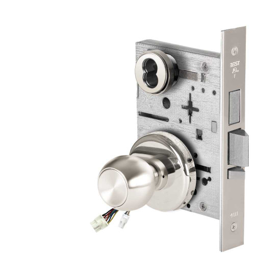 BEST 45HW7TDEL4H629 Fail Safe 24V With Deadbolt Electrified Mortise Lock 4 Knob H Rose Bright Stainless Steel 45HW7TDEL4H629
