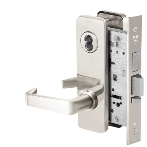 BEST 45HW7TWEU15J625 Fail Secure 24V Double Cylinder with Deadbolt Electrified Mortise Lock 15 Lever J Escutcheon Bright Chrome 45HW7TWEU15J625