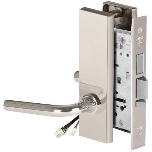 BEST 45HW0LEL12M625RQE Fail Safe 24V With Deadbolt No Key Override Electrified Mortise Lock 12 Lever M Escutcheon Request to Exit Bright Chrome 45HW0LEL12M625RQE