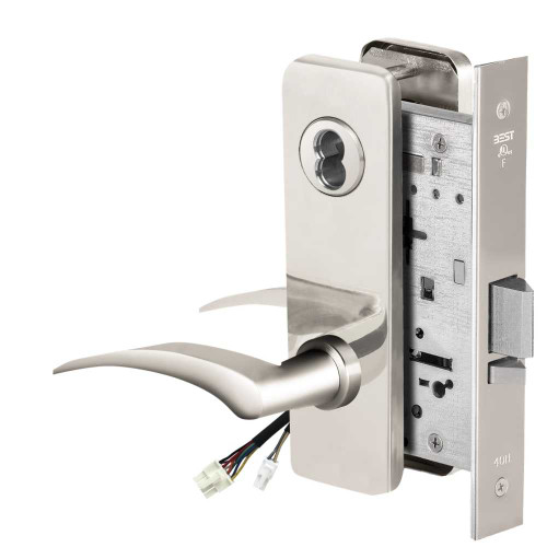 BEST 45HW7WEL17RJ625 Fail Safe 24V Double Cylinder Electrified Mortise Lock 17 Lever J Escutcheon Right Hand Bright Chrome 45HW7WEL17RJ625