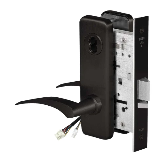 BEST 45HW7WEL17RJ622RQE12V Fail Safe 12V Double Cylinder Electrified Mortise Lock 17 Lever J Escutcheon Right Hand Request to Exit Flat Black 45HW7WEL17RJ622RQE12V