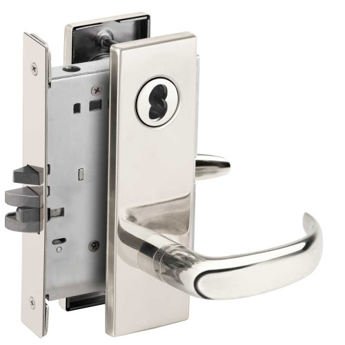 Schlage L9070B 17N 625 Grade 1 Classroom Mortise Lock SFIC Prep Less Core 17 Lever N Escutcheon Bright Chrome Finish Field Reversible L9070B 17N 625