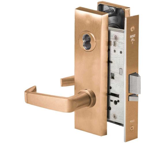 BEST 45HW7DEL15M612RQE12V Fail Safe 12V Electrified Mortise Lock 15 Lever M Escutcheon Request to Exit Satin Bronze 45HW7DEL15M612RQE12V