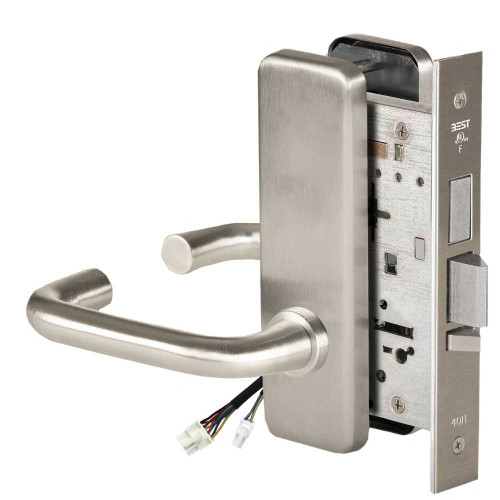 BEST 45HW0LEU3J619RQE Fail Secure 24V With Deadbolt No Key Override Electrified Mortise Lock 3 Lever J Escutcheon Request to Exit Satin Nickel 45HW0LEU3J619RQE